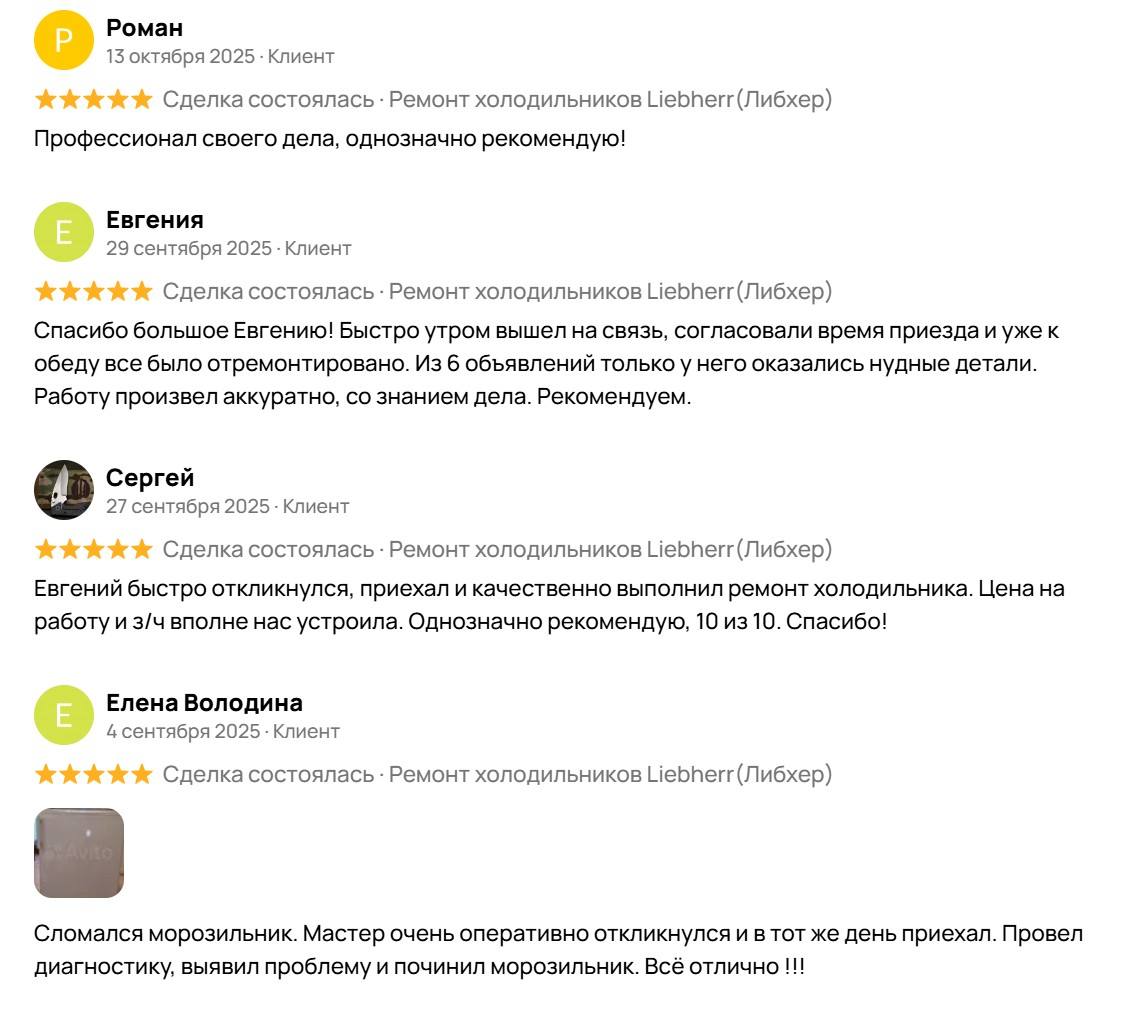 Отзыв клиента о ремонте холодильника Liebherr — Avito