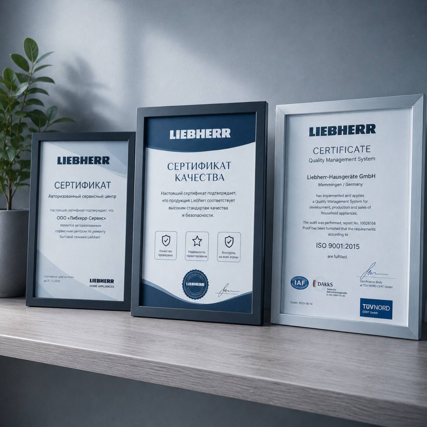 Сертификаты авторизованного сервисного центра Liebherr